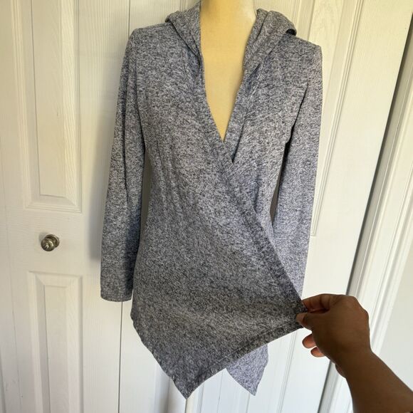 Old Navy Cardigan Women Size SP Open Front Drape Gray Shortie Flow - Picture 13 of 16